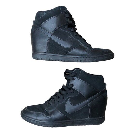 RARE 2013 Nike Dunk Sky High Black Hidden Wedge Heel Size 10 - Picture 4 of 16